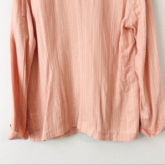 New! Candie’s Linen Pink Peach Stripes Soft Blazer Lightweight Jacket - Picture 8 of 11